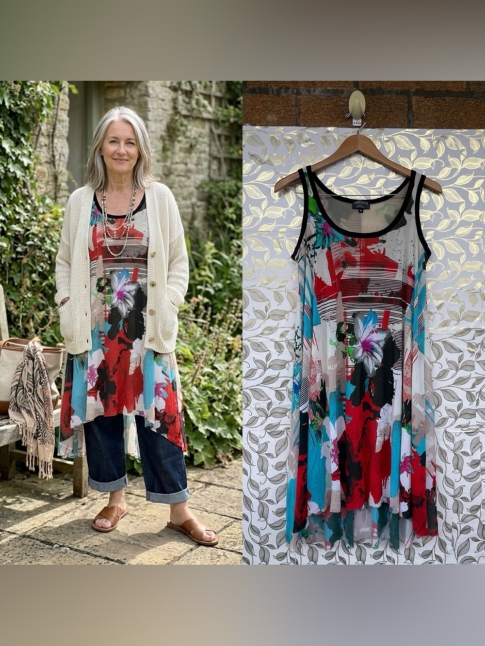 Petit Pois by Viviana G Mesh Floral Tank Dress Art To Wear Avant Garde Artsy M